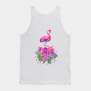 Pink Flamingo and Roses Tank Top